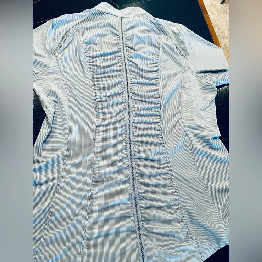Goode Rider Perfect Sport Shirt 1/4 Zip mock Neck light Blue SZ. XLG equestrian - Picture 14 of 16